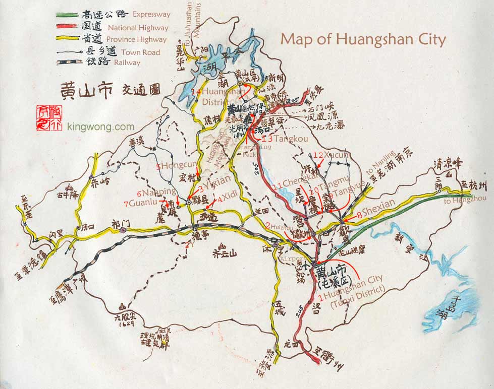 map of Huangshan city