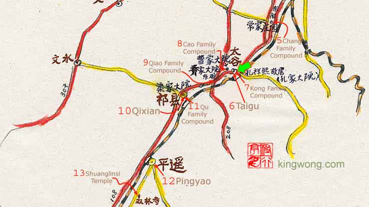 location map of Taigu County