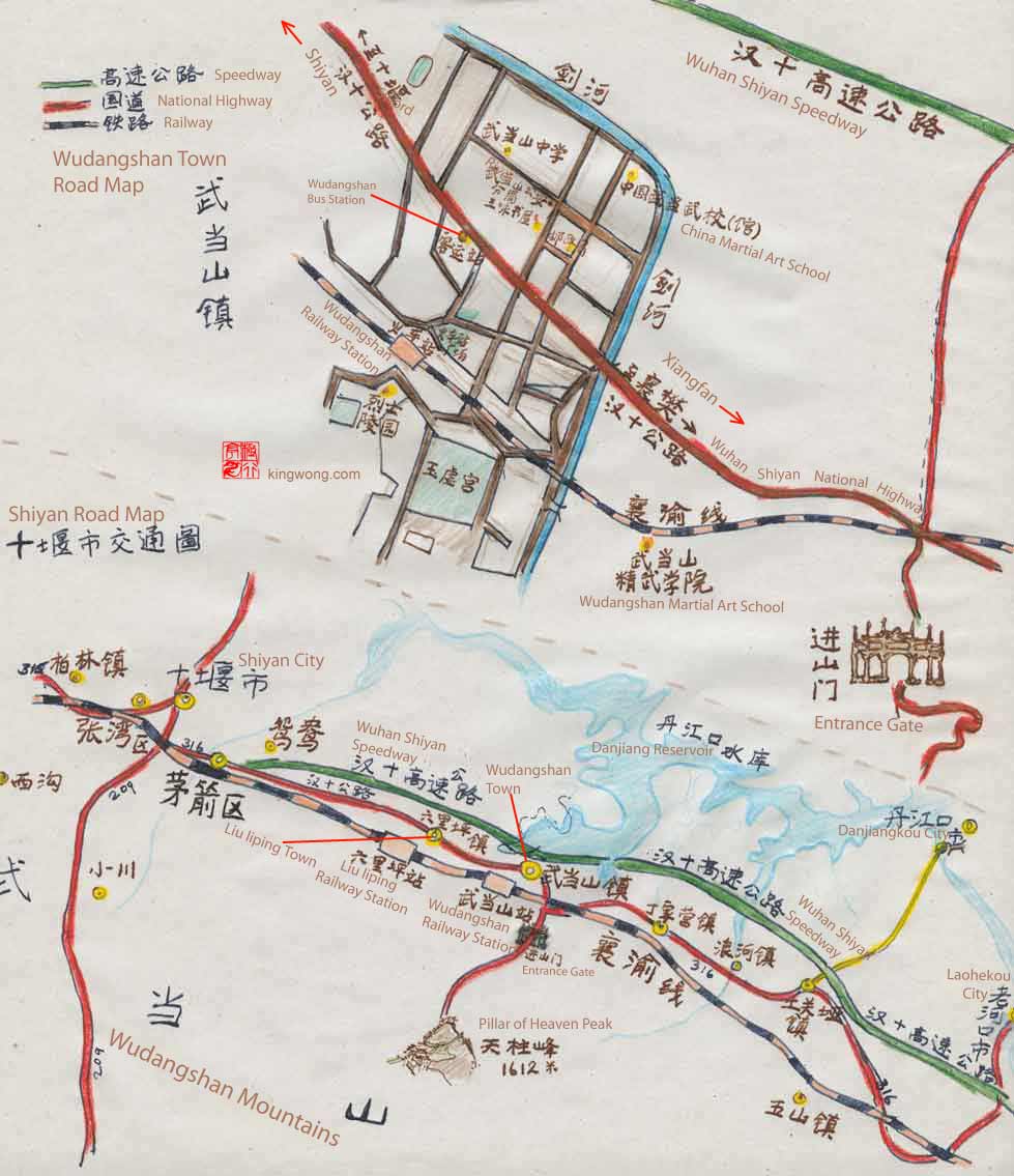 map of Shiyan City and Wudangshan mountain
